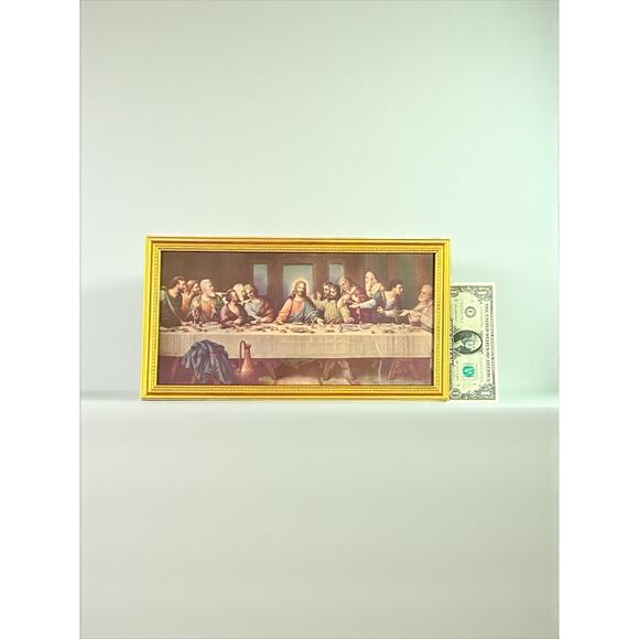 Vintage Last Supper Framed Print Gold Frame Christian Wall Art-Leonardo da Vinci - Picture 8 of 8
